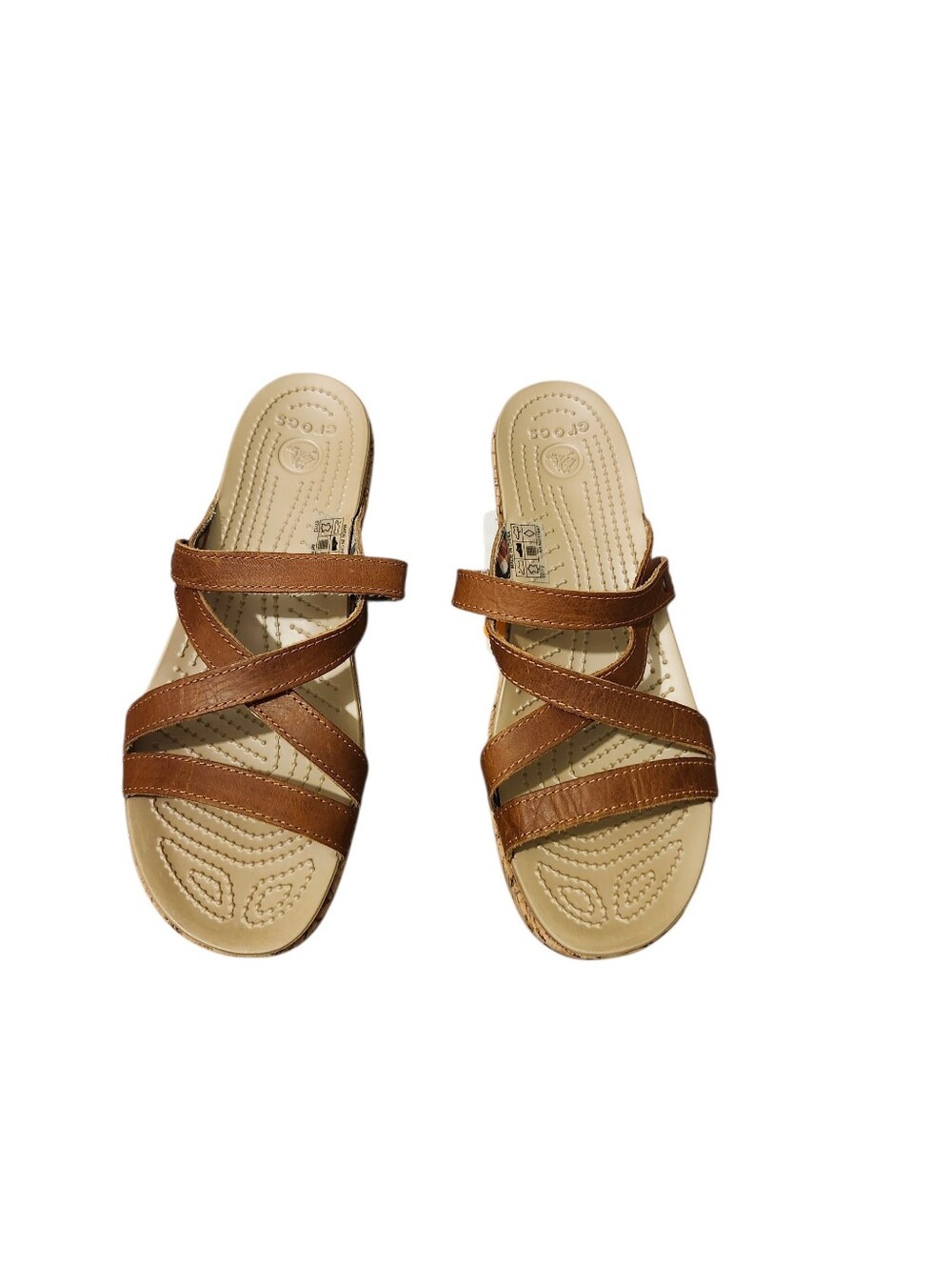 Crocs Comfort Leather Wedge Slide Sandals - 10 Easy Walking Beach